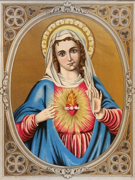 A Lithograph Of The Immaculate Heart Of Mary Religious Pictures