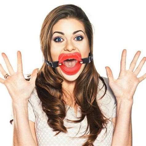 Red Lips Gag Kit With Oral Deep Throat Blow Job Open Mouth Lip Gag