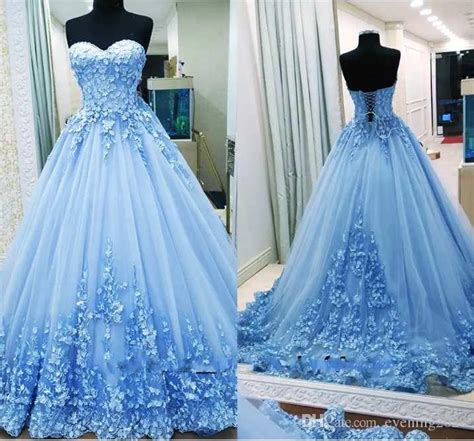 Elegant Light Sky Blue Prom Dresses Sweetheart Sleeveless Lace