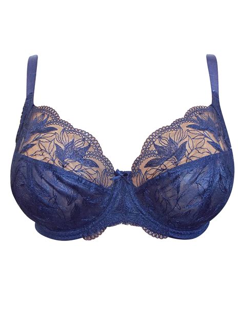 George G Orge Navy Floral Lace Underwired Full Cup Bra Size To