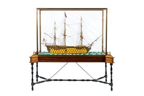 Master Built Hms Victory Scale Model Ship In Display Cabinet On Stand