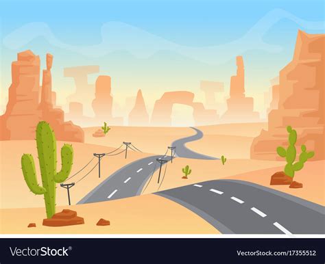 Desert Texas Landscape Cartoon Desert Royalty Free Vector