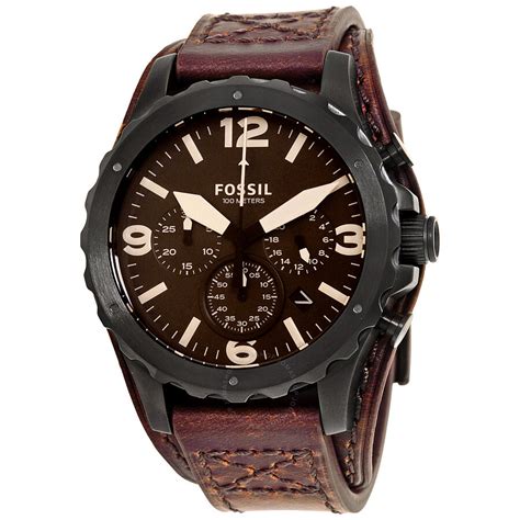 Fossil Nate Black Dial Men S Chronograph Watch Jr Nate Fossil