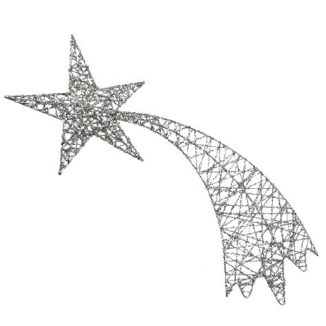 Silver Glitter Shooting Star Hanging Decoration 64cm