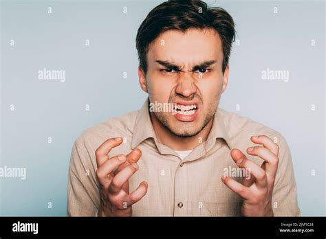 Anger Rage Hatred Infuriated Man Baring Teeth Stock Photo Alamy