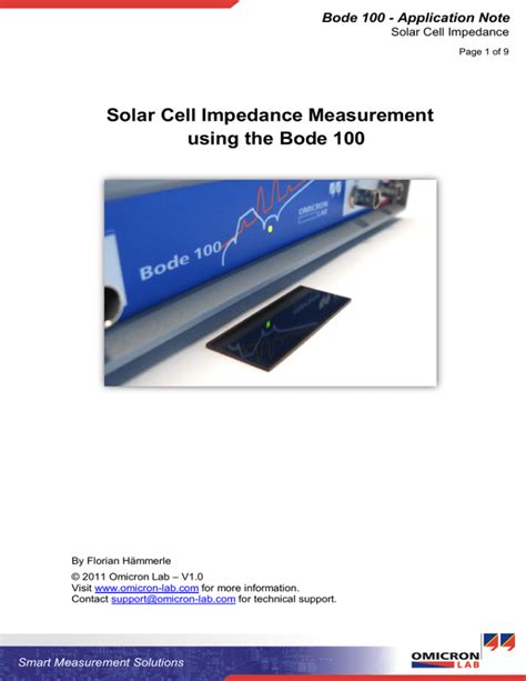 Solar Cell Impedance Measurements Using The Bode 100