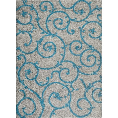 World Rug Gallery Soft Cozy Contemporary Scroll Turquoisegray 5 Ft 3