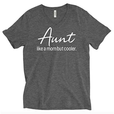 Aunt Like A Mom But Cooler Deep Heather Grey Unisex V Neck