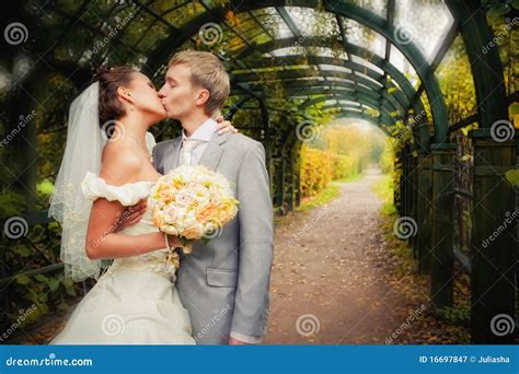 Portrait Of Kissing Newlyweds Stock Image Image Of Movie Fashion