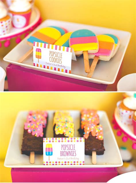 Popsicle Cookies And Popsicle Brownies Ice Cream Birthday Party Pool
