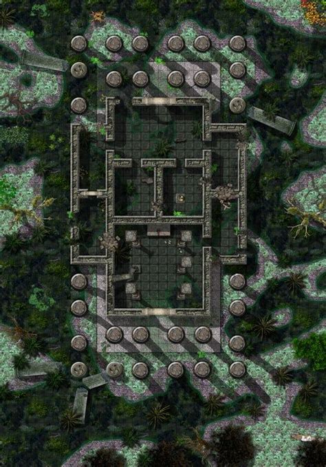 Ruined Temple In The Swamp 100ppi 37x58 Battlemaps Dungeon Maps