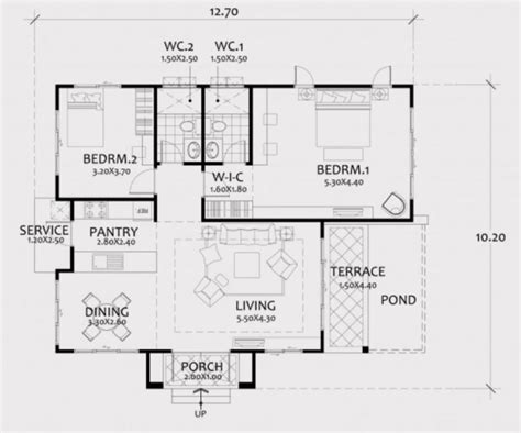 Modern Two Bedroom Bungalow With Terrace And Pool Pinoy House Plans