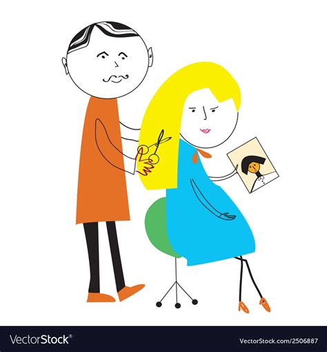 hairdresser and woman cartoon funny scene vector image