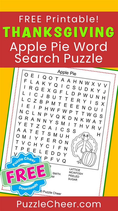 Thanksgiving Apple Pie Word Search Puzzle Puzzle Cheer