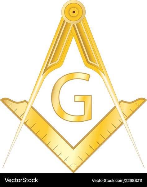 Golden Masonic Square And Compass Symbol Vector Image