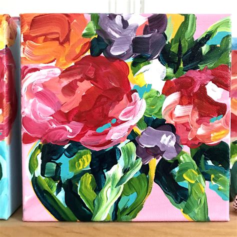 Easy Abstract Flowers With Acrylic Paint On Canvas Step By Step