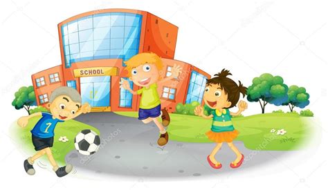 Niños Jugando Al Fútbol En La Escuela — Archivo Imágenes
