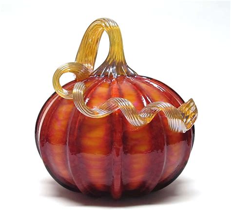 Harvest Pumpkin By Ken Hanson And Ingrid Hanson Art Glass Sculpture