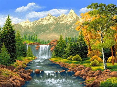Nature Scenery Waterfall Trees Diy Diamond Painting Kits 30x30cm Full