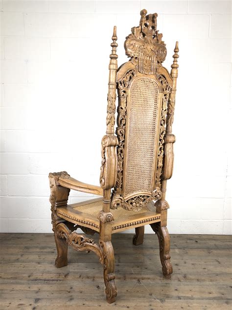 The Penderyn Furniture Co Large Carved Wooden Lion Throne Chair