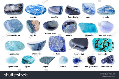 Set Various Tumbled Blue Rocks Names Stock Photo 2095881025 Shutterstock