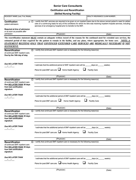 Skilled Nursing Certification And Recertification Fill Out And Sign
