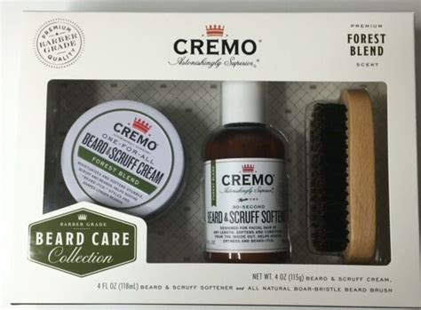 Cremo Beard Grooming Kit Forest Blend Beard And Scruff Cream Softener Brush Set Ebay