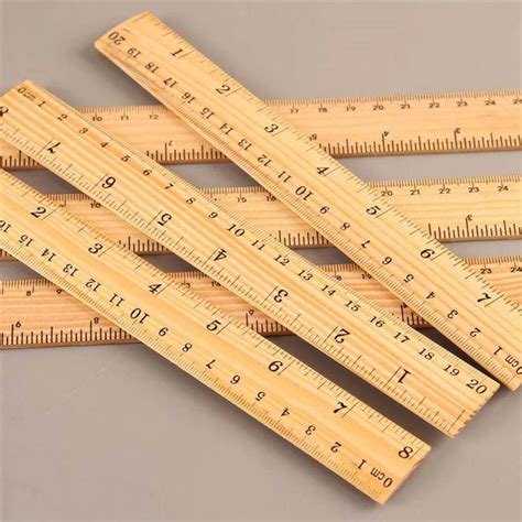 Hot Sale 15cm 20cm 30cm Wooden Ruler Drawing T Double Sided Student