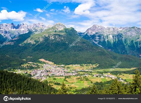 Aerial View Of Andalo In The Dolomites Italy Stock Photo By