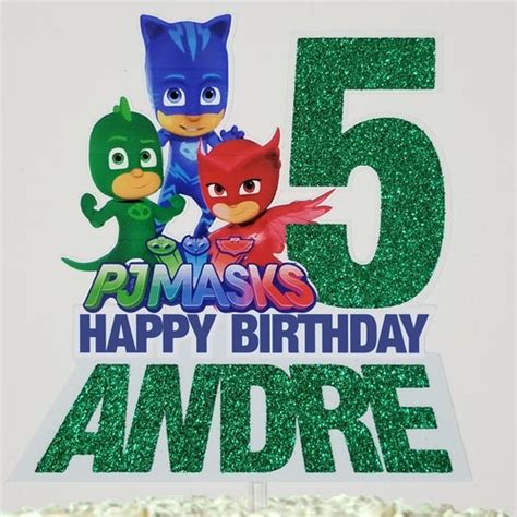 Pj Masks Birthday Cake Topper Personalized With Name And Age Etsy