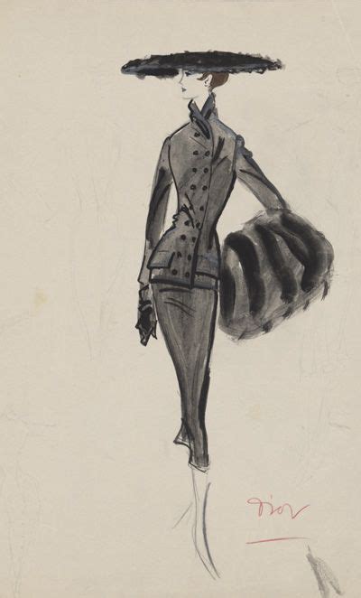 1954 55 Christian Dior H Line Sketch Vintage Mode Moda Vintage