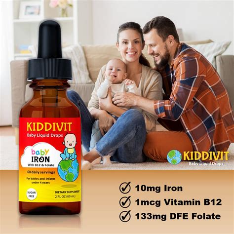 Kiddivit Baby Iron Liquid Drops With Vitamin B12 And Folate 60 Etsy