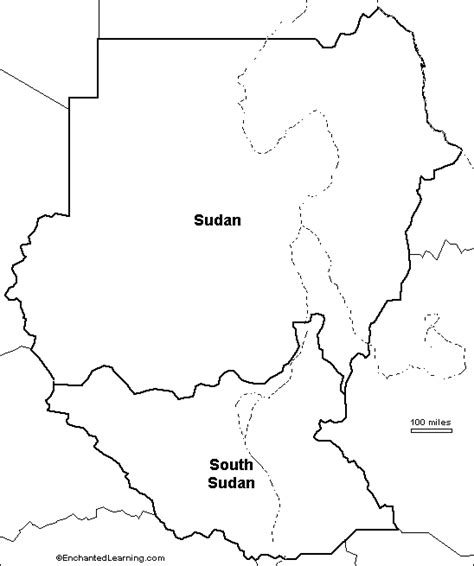 Outline Map Sudan And South Sudan