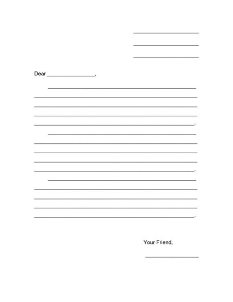 Friendly Letter Template Pdf Free Friendly Letter Regarding Blank