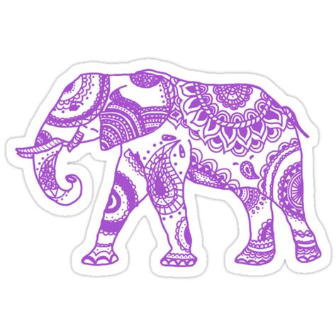 Patterned Elephant Purple Stickers By Eliannadraws Redbubble