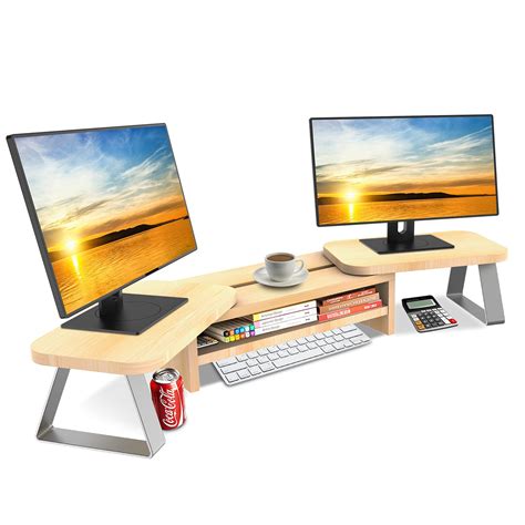 Buy Jyps Dual Monitor Stand Riser Adjustable Length And Angle Computer