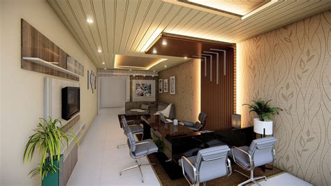 Small Office Interior With Modern False Ceiling Light By The Priceless