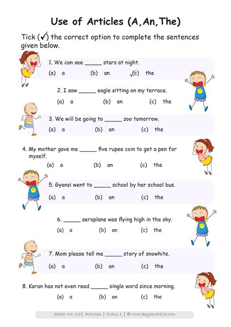 Easy Worksheets Grade 1 English Workbook Key2practice