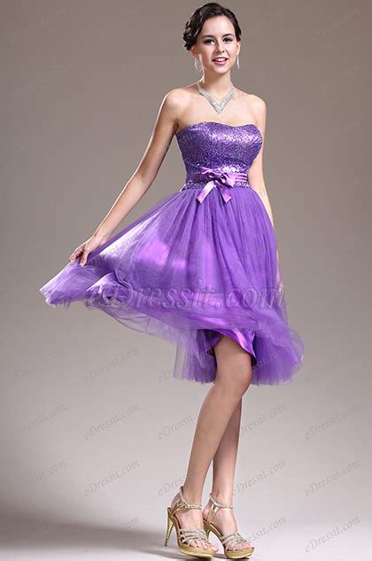 Edressit New Lovely Strapless Sequins Purple Cocktail Dress Party Dress 04135206