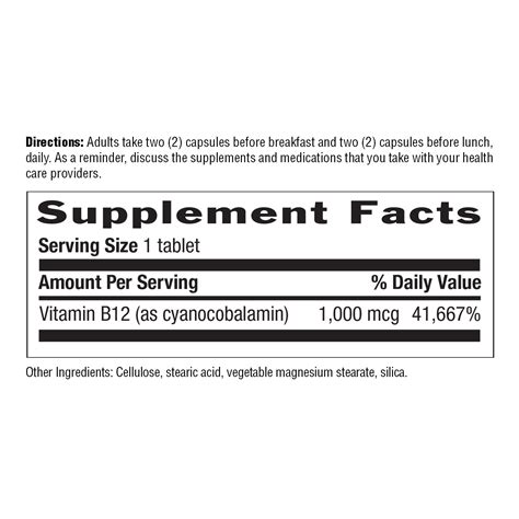 Vitamin B 12 1000 Mcg 60 Tablets B12 Supplement Country Life Vitamins