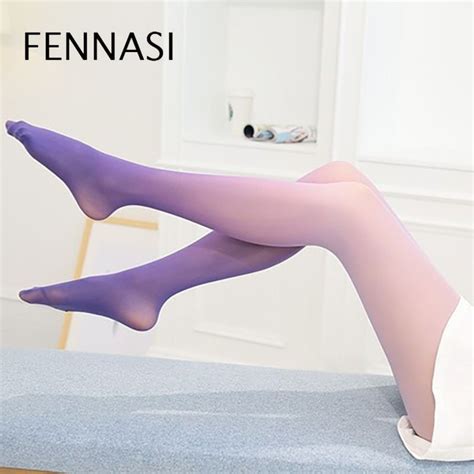 fennasi women tights gradient candy colorful pantyhose with print tights female stockings pantys