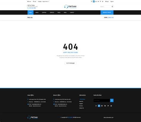 The 404 code means that the server was unable to locate the files you were looking for via get request. CallCenter by templatemaya | ThemeForest
