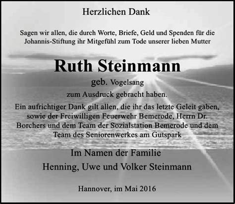 Traueranzeigen Von Ruth Steinmann Trauer Anzeigen De