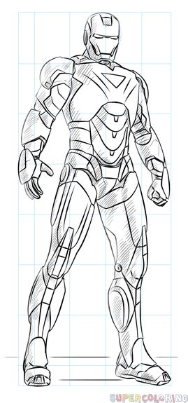 Draw an oblong for the neck and an elongated shape for the body. Cómo dibujar a Iron Man | Tutorial de dibujo paso a paso