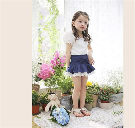 2019 Children Cute Dress Girl Big Bow Skirt Denim Mini Skirt Lace