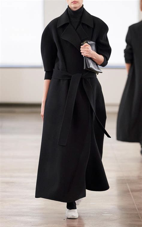 The Row Eri Wool Cashmere Wrap Coat In Black Lyst