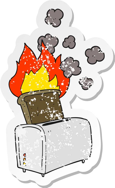 Retro Beunruhigter Aufkleber Eines Verbrannten Toasts Der Karikatur