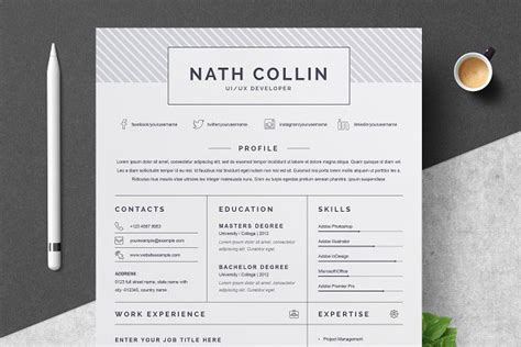 This is a specially designed handcraft resume cv with cover letter template in clean hipster style. One Page Resume / CV Template | Creative Illustrator ...