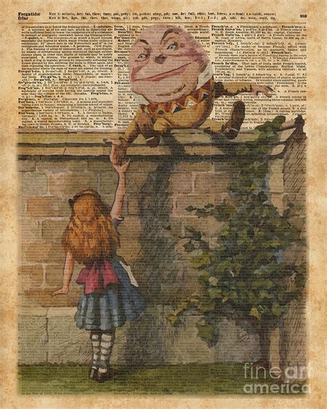 Humpty Dumpty Alice In Wonderland Vintage Dictionary Art Digital Art By