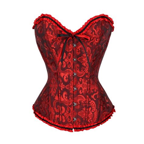 Black Red Gothic Corset Bustier Sexy Women Overbust Gorset Boned Lace Up Plus Size 6xl Corselet